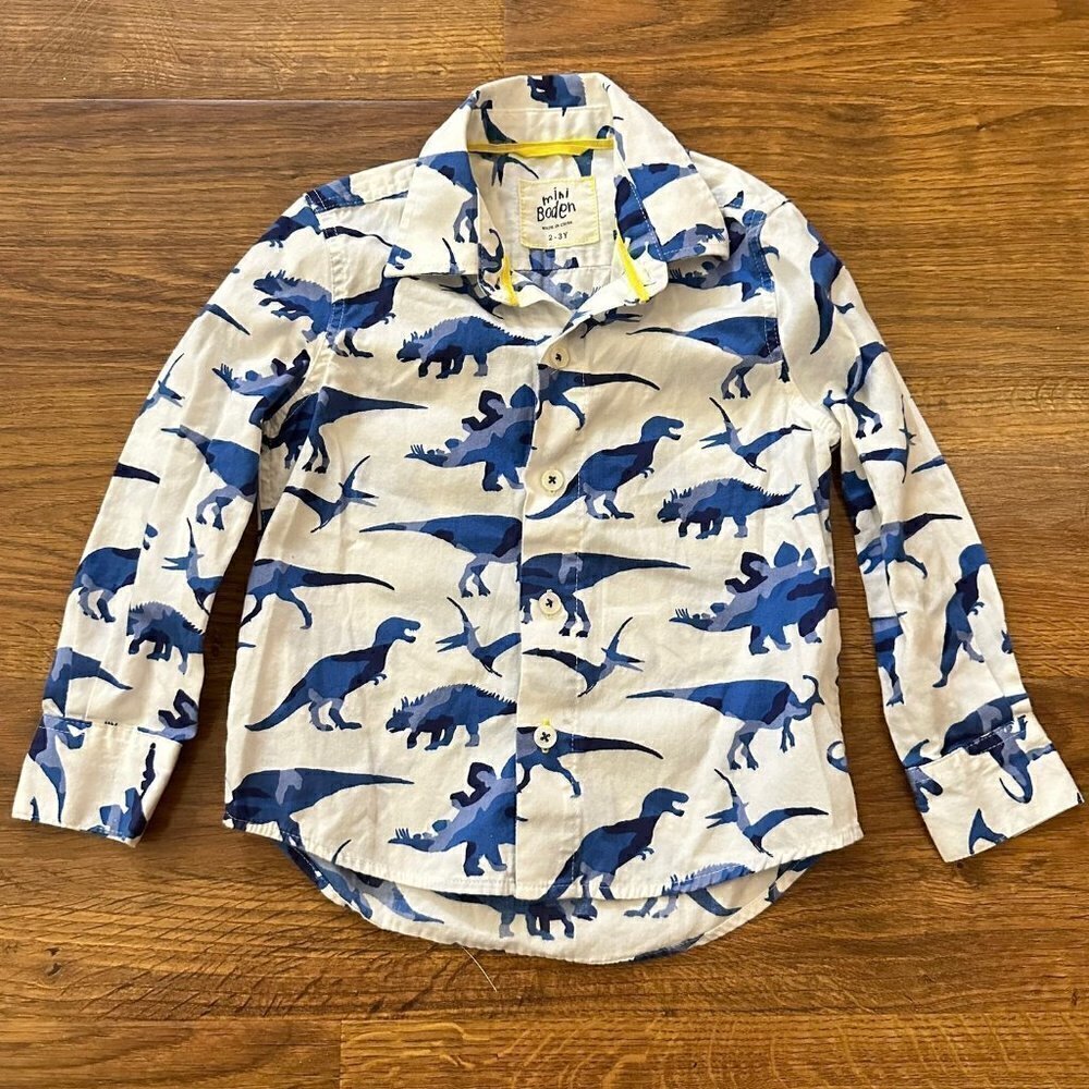 Mini Boden shark button up shirt